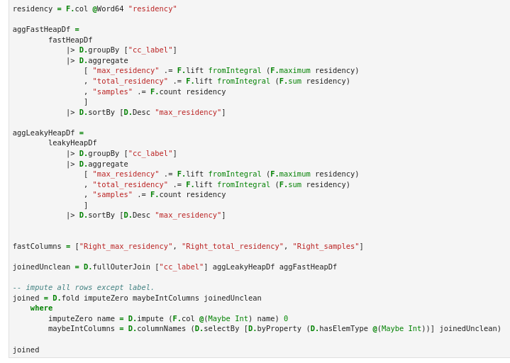 Aggregate heap by cost center